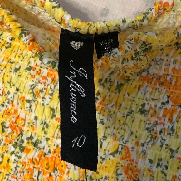 NWT ASOS Influence Floral Tiered Smock Dress Yellow Sz 10 - Picture 5 of 10